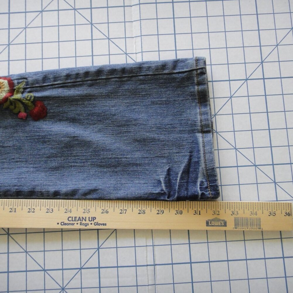 Zana Di Jeans Embroidered Flowers Butterfly Low Rise sz 1 Junior 26x32 Blue - Picture 9 of 15